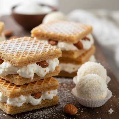 Wafle z nadzieniem kokosowym Raffaello