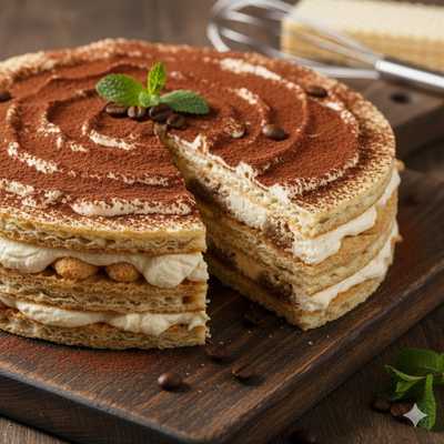 Przekładaniec waflowy o smaku tiramisu