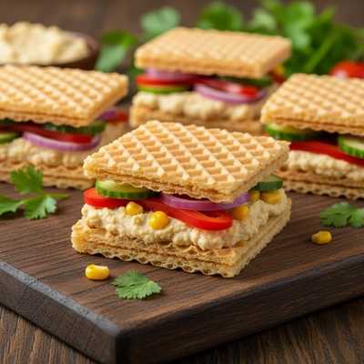 Wafle z hummusem i warzywami